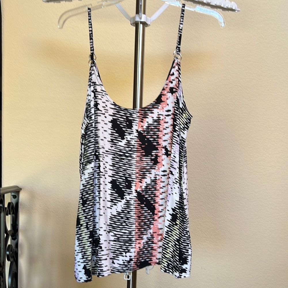 Volcom Women's Black and Pink Patterned Camisole